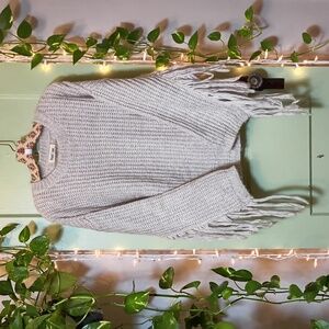 Women's Peach Love California Fringe Arms Oatmeal Oversized Sweater L